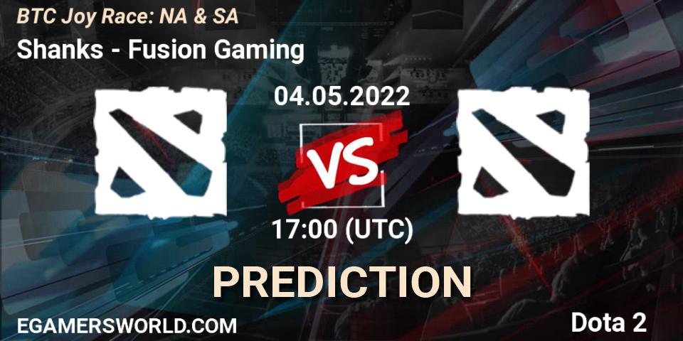 Pronóstico Shanks - Fusion Gaming. 04.05.2022 at 17:31, Dota 2, BTC Joy Race: NA & SA