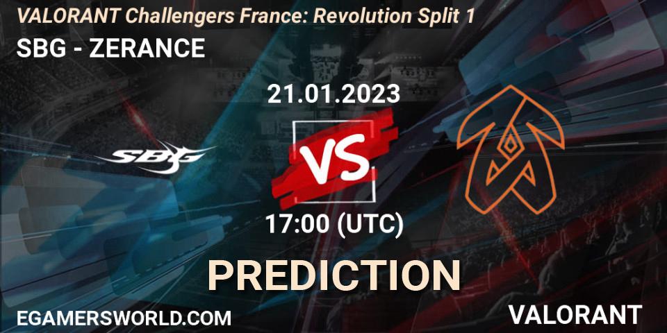 Pronóstico SBG - ZERANCE. 21.01.2023 at 17:00, VALORANT, VALORANT Challengers 2023 France: Revolution Split 1