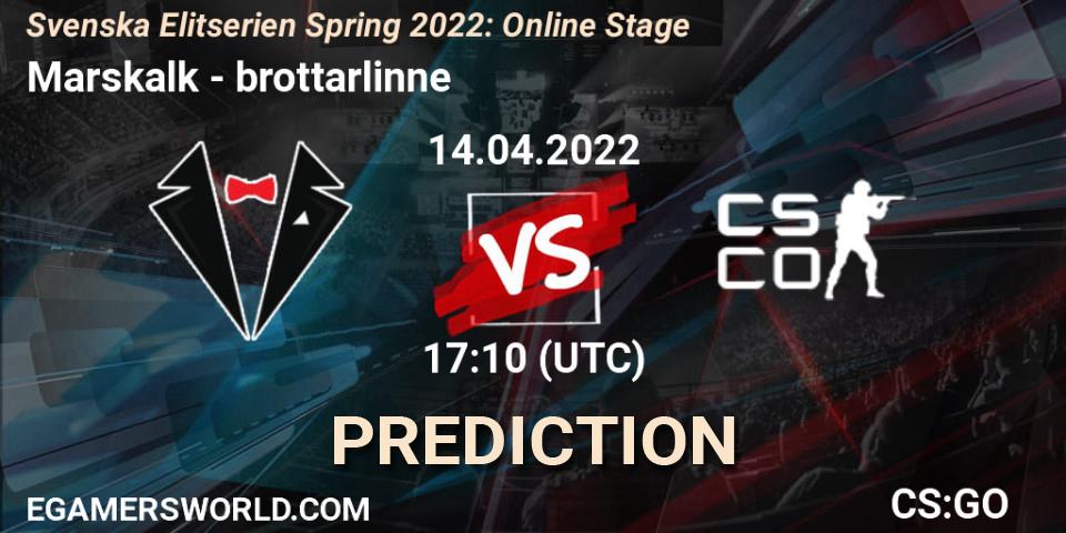 Pronóstico Marskalk - brottarlinne. 14.04.2022 at 17:10, Counter-Strike (CS2), Svenska Elitserien Spring 2022: Online Stage