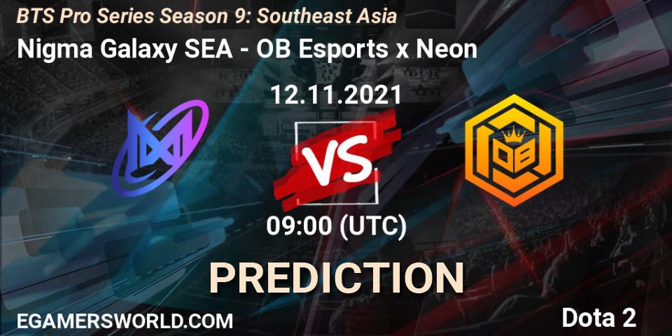 Pronóstico Nigma Galaxy SEA - OB Esports x Neon. 12.11.21, Dota 2, BTS Pro Series Season 9: Southeast Asia