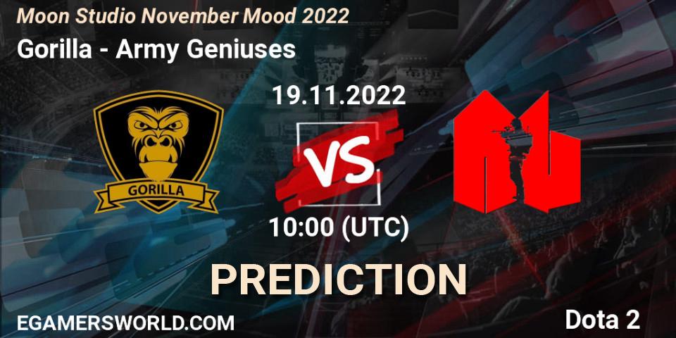 Pronóstico Gorilla - Army Geniuses. 19.11.2022 at 10:40, Dota 2, Moon Studio November Mood 2022