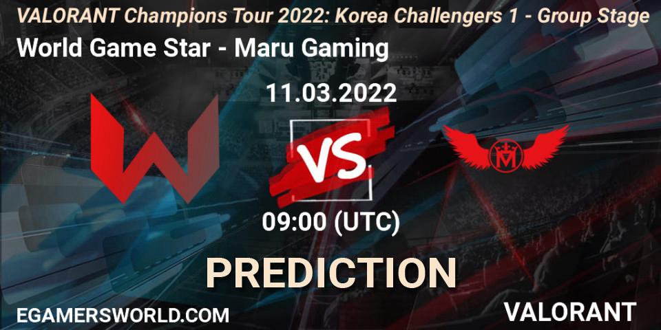 Pronóstico World Game Star - Maru Gaming. 11.03.2022 at 11:00, VALORANT, VCT 2022: Korea Challengers 1 - Group Stage