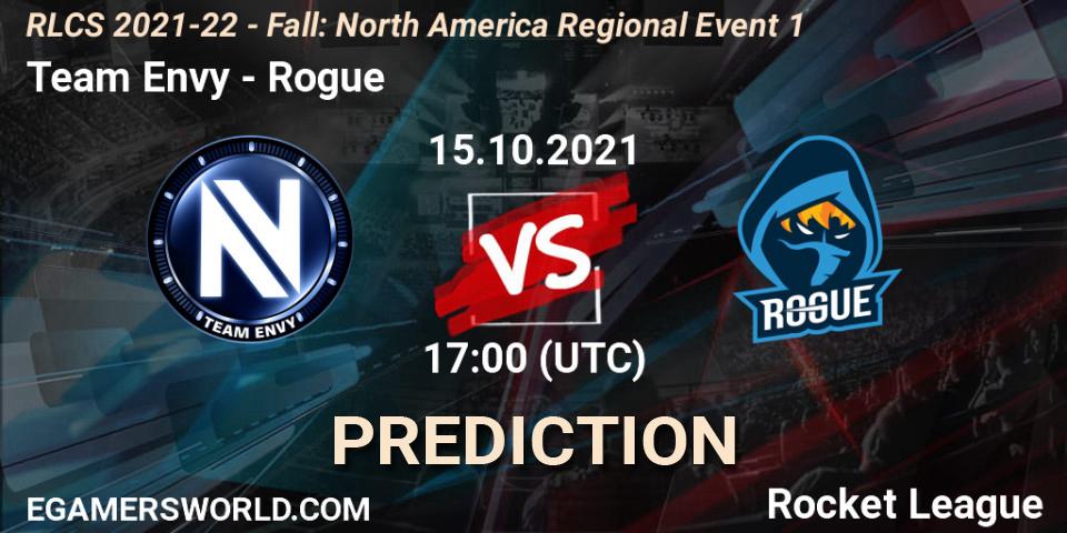 Pronóstico Team Envy - Rogue. 15.10.2021 at 17:00, Rocket League, RLCS 2021-22 - Fall: North America Regional Event 1