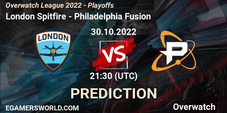 Pronóstico London Spitfire - Philadelphia Fusion. 30.10.22, Overwatch, Overwatch League 2022 - Playoffs