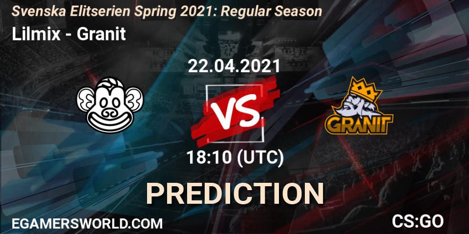 Pronóstico Lilmix - Granit. 22.04.2021 at 18:10, Counter-Strike (CS2), Svenska Elitserien Spring 2021: Regular Season