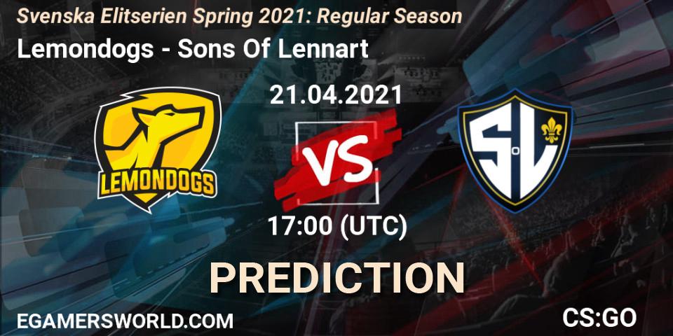 Pronóstico Lemondogs - Sons Of Lennart. 21.04.2021 at 17:00, Counter-Strike (CS2), Svenska Elitserien Spring 2021: Regular Season