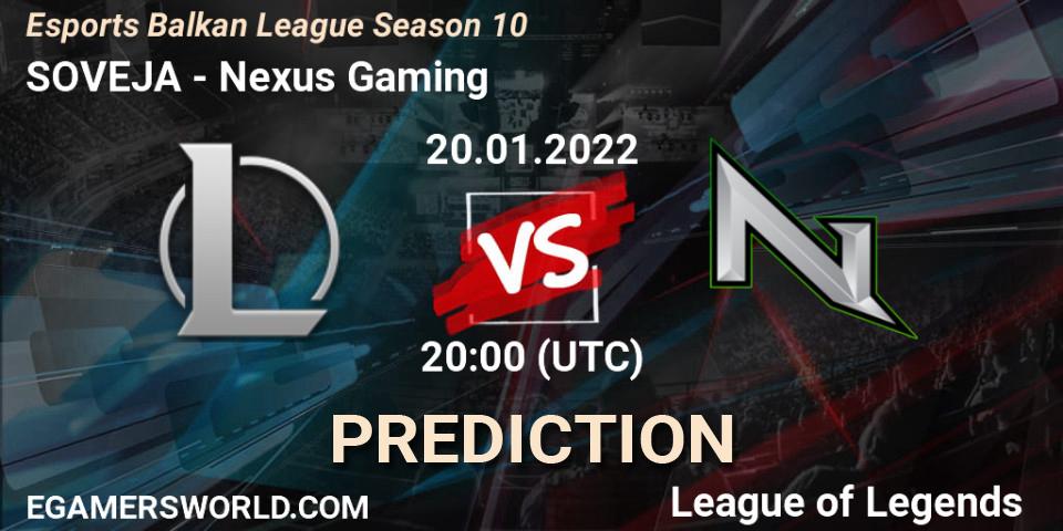 Pronóstico SOVEJA - Nexus Gaming. 20.01.2022 at 20:00, LoL, Esports Balkan League Season 10