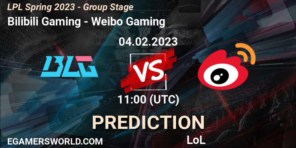 Pronóstico Bilibili Gaming - Weibo Gaming. 04.02.2023 at 12:20, LoL, LPL Spring 2023 - Group Stage