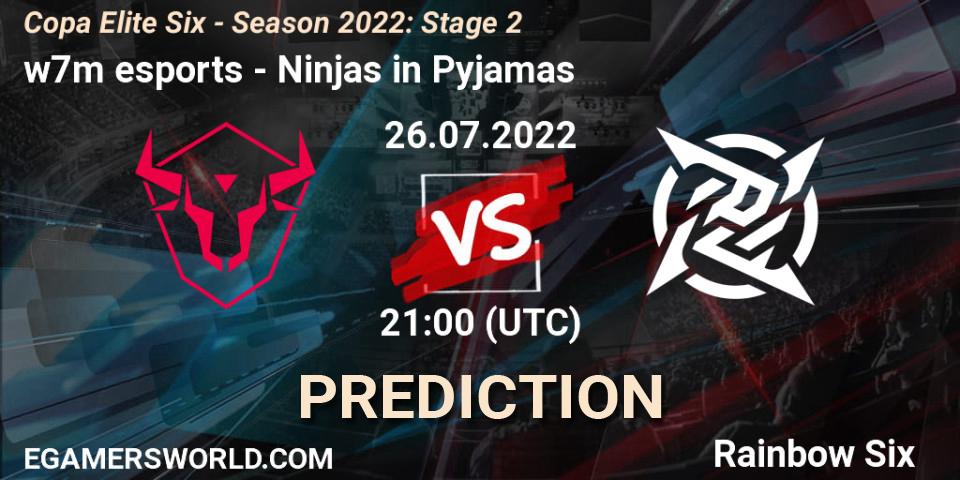 Pronóstico w7m esports - Ninjas in Pyjamas. 26.07.2022 at 21:00, Rainbow Six, Copa Elite Six - Season 2022: Stage 2