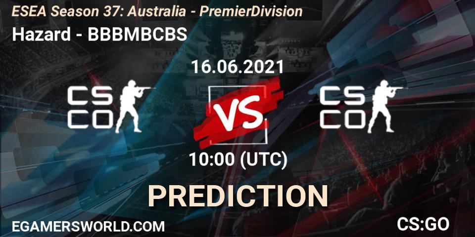 Pronóstico Hazard - BBBMBCBS. 16.06.2021 at 10:00, Counter-Strike (CS2), ESEA Season 37: Australia - Premier Division