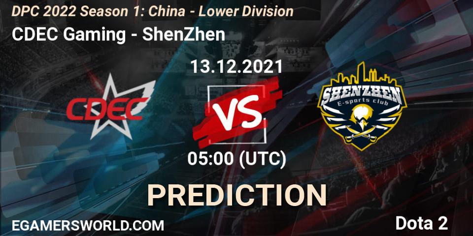 Pronóstico CDEC Gaming - ShenZhen. 13.12.2021 at 05:00, Dota 2, DPC 2022 Season 1: China - Lower Division
