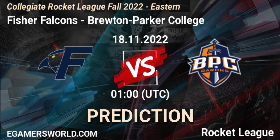 Pronóstico Fisher Falcons - Brewton-Parker College. 18.11.2022 at 01:00, Rocket League, Collegiate Rocket League Fall 2022 - Eastern