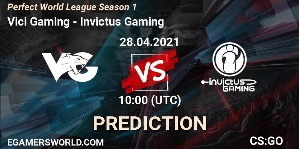 Pronóstico Vici Gaming - Invictus Gaming. 28.04.2021 at 11:00, Counter-Strike (CS2), Perfect World League Season 1