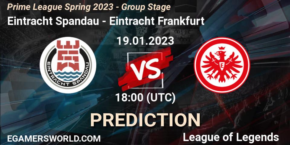 Pronóstico Eintracht Spandau - Eintracht Frankfurt. 19.01.2023 at 19:00, LoL, Prime League Spring 2023 - Group Stage