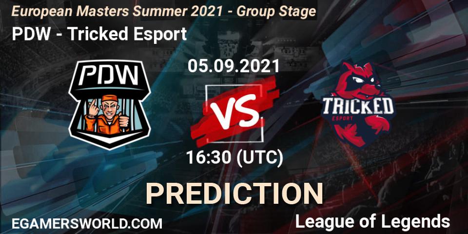 Pronóstico PDW - Tricked Esport. 05.09.2021 at 16:30, LoL, European Masters Summer 2021 - Group Stage