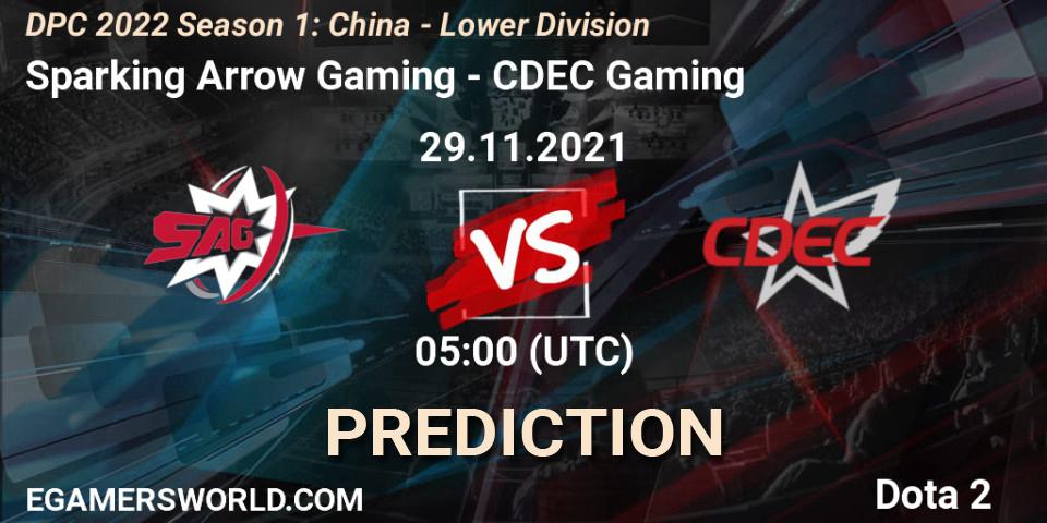 Pronóstico Sparking Arrow Gaming - CDEC Gaming. 29.11.2021 at 04:59, Dota 2, DPC 2022 Season 1: China - Lower Division