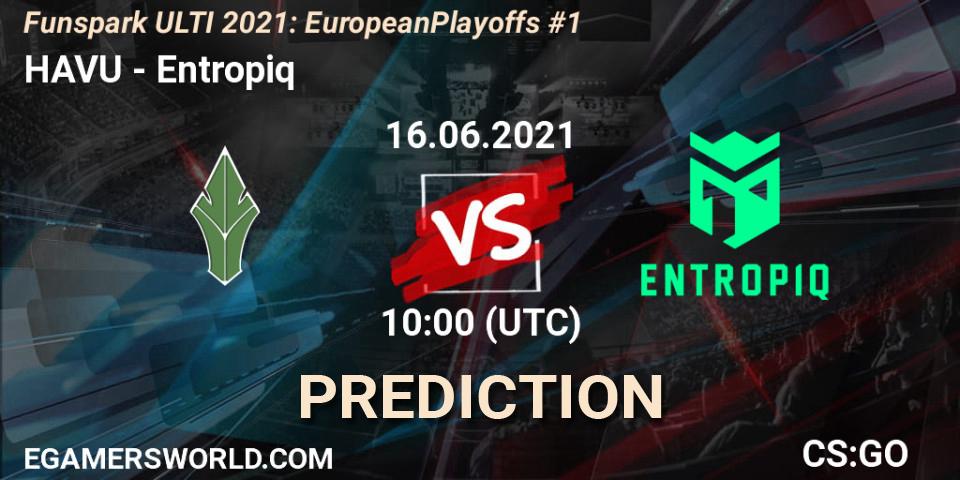 Pronóstico HAVU - Entropiq. 16.06.2021 at 10:00, Counter-Strike (CS2), Funspark ULTI 2021: European Playoffs #1