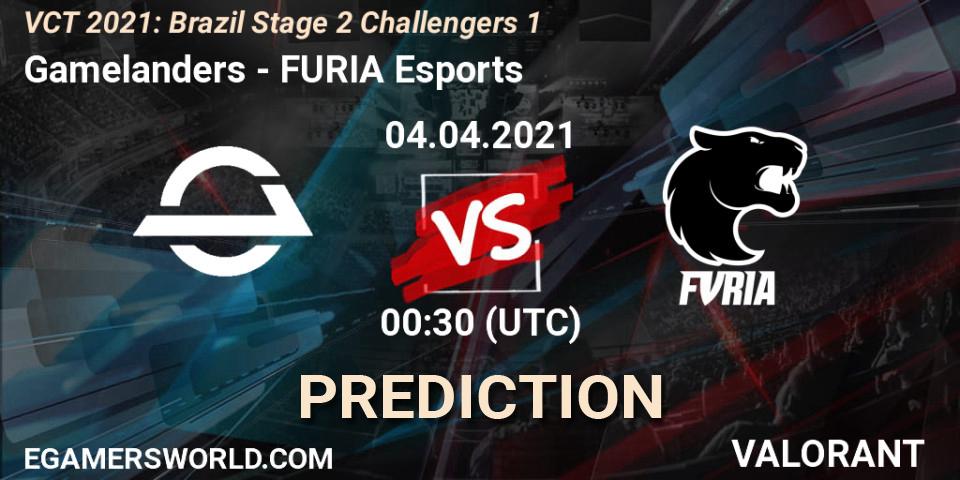 Pronóstico Gamelanders - FURIA Esports. 04.04.2021 at 00:30, VALORANT, VCT 2021: Brazil Stage 2 Challengers 1