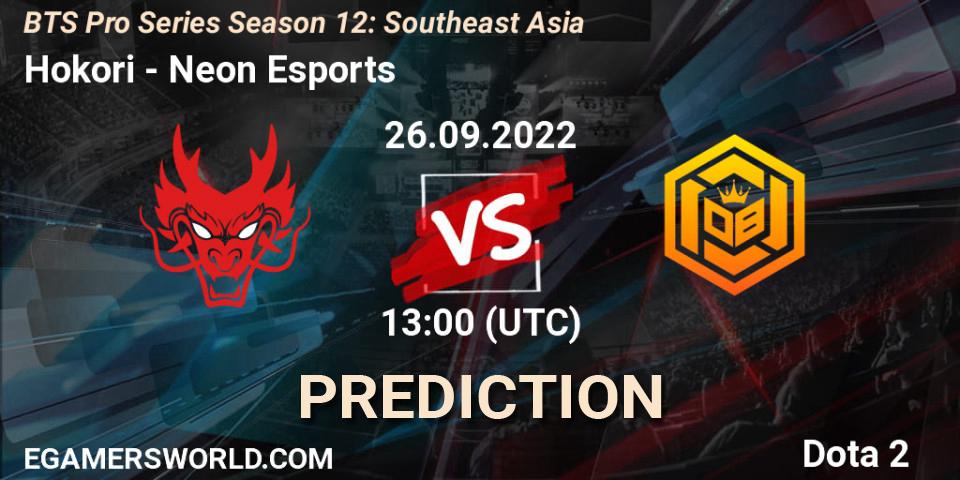Pronóstico Hokori - Neon Esports. 26.09.2022 at 13:43, Dota 2, BTS Pro Series Season 12: Southeast Asia