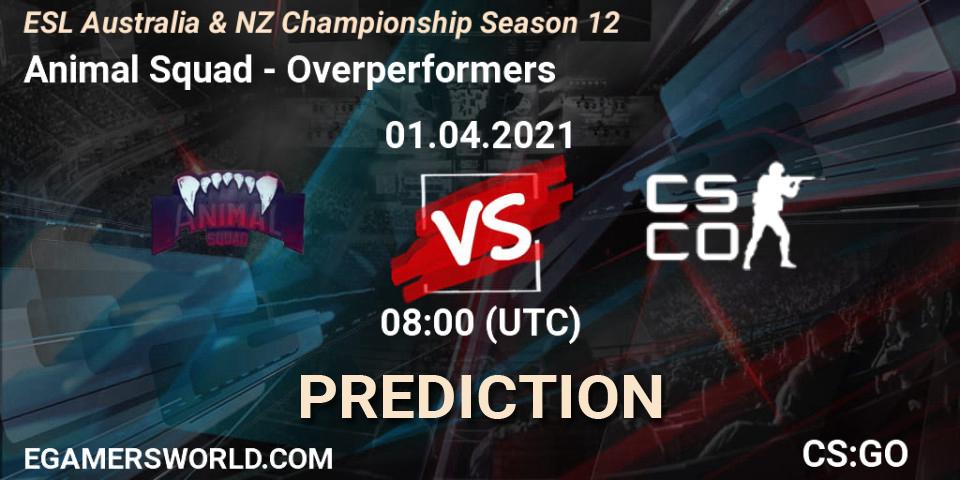 Pronóstico Animal Squad - Overperformers. 01.04.2021 at 08:30, Counter-Strike (CS2), ESL Australia & NZ Championship Season 12