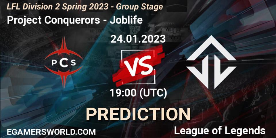 Pronóstico Project Conquerors - Joblife. 24.01.2023 at 19:15, LoL, LFL Division 2 Spring 2023 - Group Stage