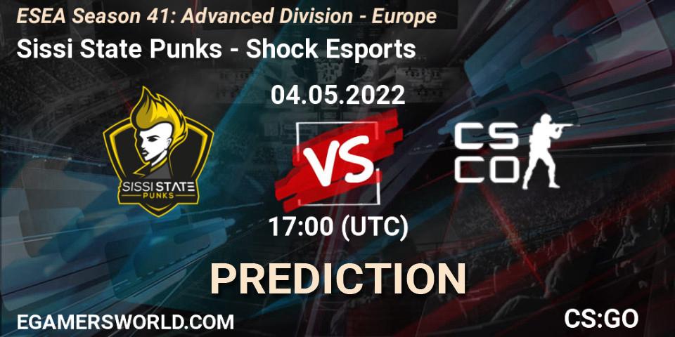 Pronóstico Sissi State Punks - Shock Esports. 05.05.2022 at 14:00, Counter-Strike (CS2), ESEA Season 41: Advanced Division - Europe
