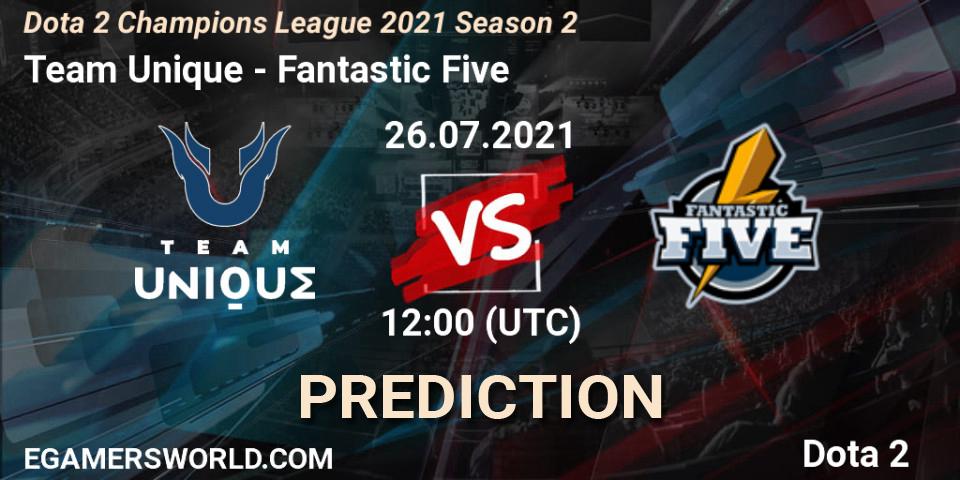 Pronóstico Team Unique - Fantastic Five. 26.07.2021 at 12:00, Dota 2, Dota 2 Champions League 2021 Season 2