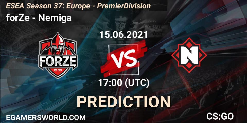 Pronóstico forZe - Nemiga. 15.06.2021 at 17:00, Counter-Strike (CS2), ESEA Season 37: Europe - Premier Division