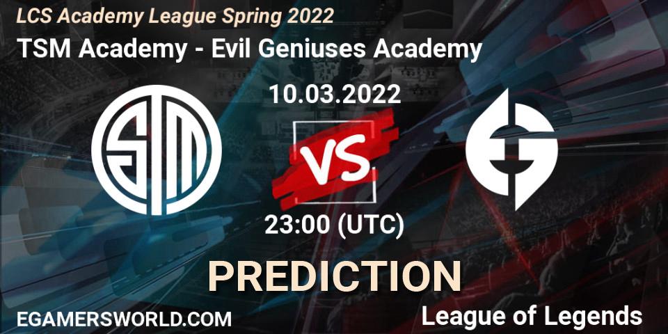 Pronóstico TSM Academy - Evil Geniuses Academy. 10.03.2022 at 23:00, LoL, LCS Academy League Spring 2022