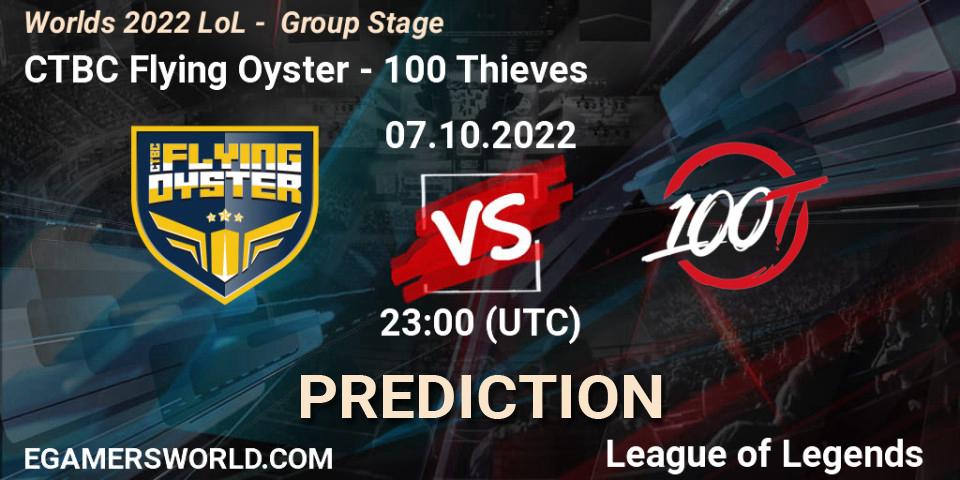Pronóstico CTBC Flying Oyster - 100 Thieves. 07.10.22, LoL, Worlds 2022 LoL - Group Stage