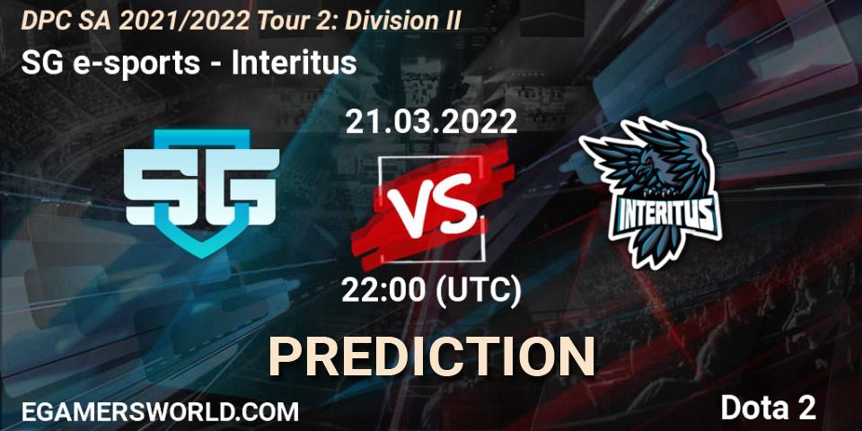 Pronóstico SG e-sports - Interitus. 21.03.2022 at 22:00, Dota 2, DPC 2021/2022 Tour 2: SA Division II (Lower)
