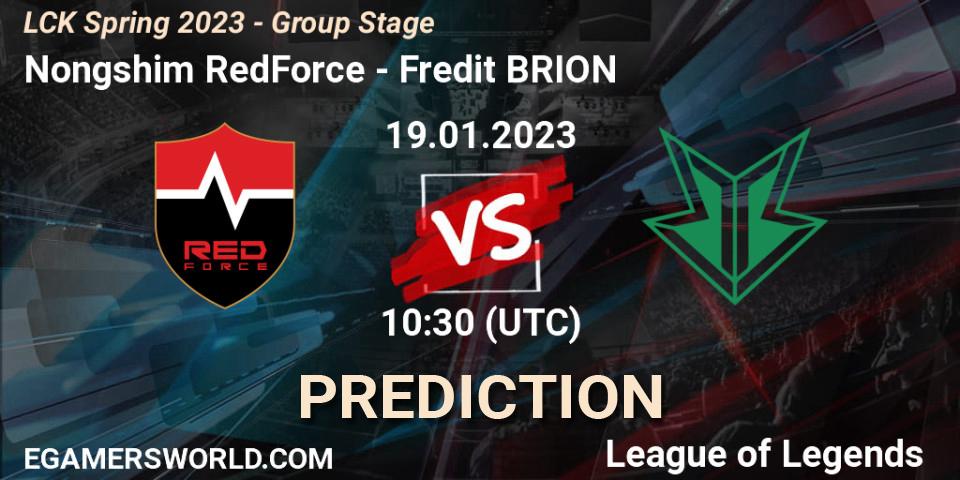 Pronóstico Nongshim RedForce - Fredit BRION. 19.01.2023 at 11:10, LoL, LCK Spring 2023 - Group Stage