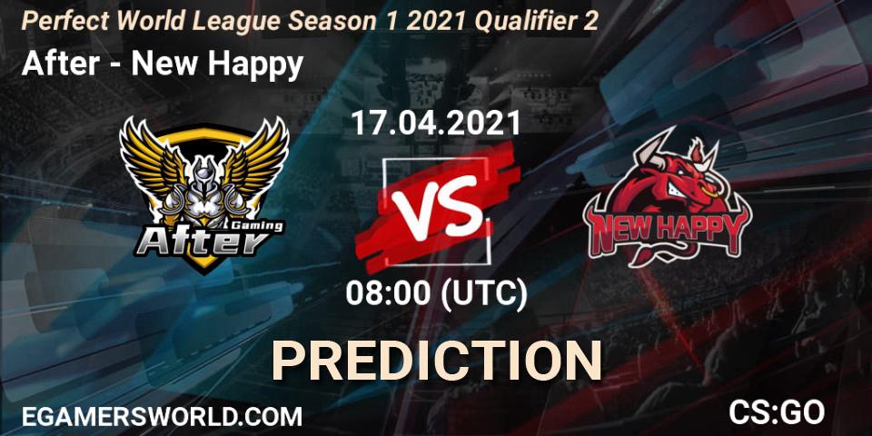 Pronóstico After - New Happy. 17.04.2021 at 08:00, Counter-Strike (CS2), Perfect World League Season 1 2021 Qualifier 2