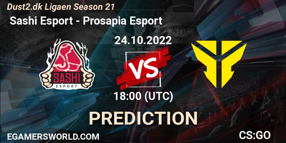 Pronóstico Sashi Esport - Prosapia Esport. 24.10.2022 at 19:00, Counter-Strike (CS2), Dust2.dk Ligaen Season 21
