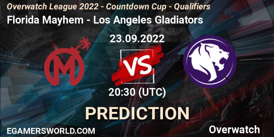 Pronóstico Florida Mayhem - Los Angeles Gladiators. 23.09.22, Overwatch, Overwatch League 2022 - Countdown Cup - Qualifiers