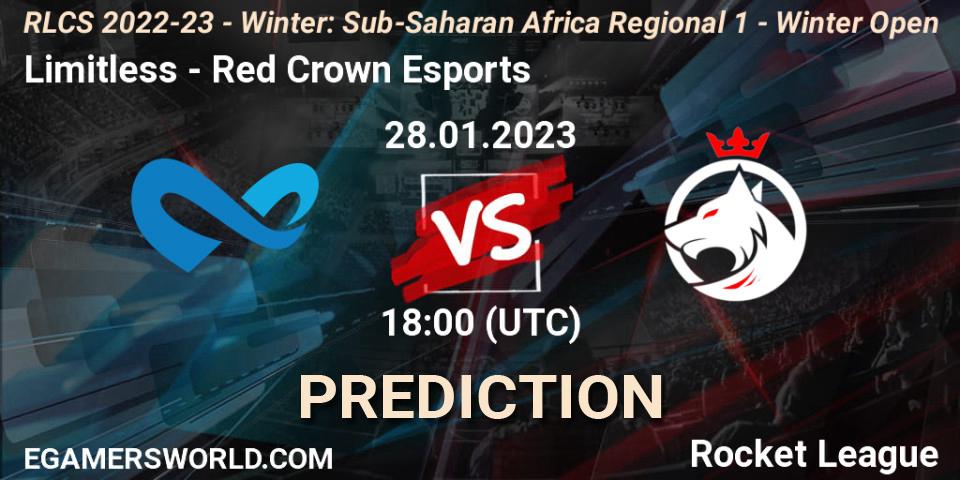 Pronóstico Limitless - Red Crown Esports. 28.01.23, Rocket League, RLCS 2022-23 - Winter: Sub-Saharan Africa Regional 1 - Winter Open