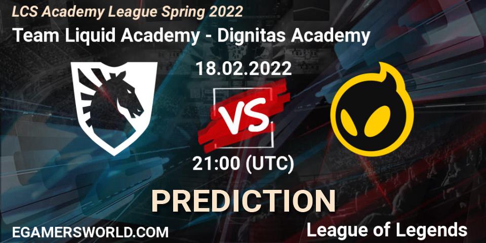 Pronóstico Team Liquid Academy - Dignitas Academy. 18.02.2022 at 21:00, LoL, LCS Academy League Spring 2022