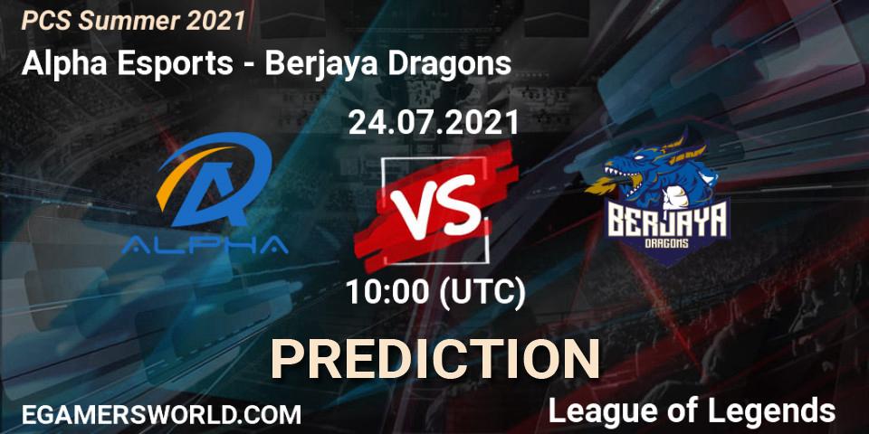 Pronóstico Alpha Esports - Berjaya Dragons. 24.07.2021 at 10:00, LoL, PCS Summer 2021