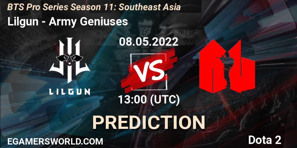 Pronóstico Lilgun - Army Geniuses. 08.05.22, Dota 2, BTS Pro Series Season 11: Southeast Asia