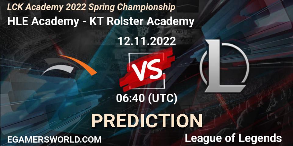 Pronóstico HLE Academy - KT Rolster Academy. 12.11.2022 at 06:40, LoL, LCK Academy 2022 Spring Championship