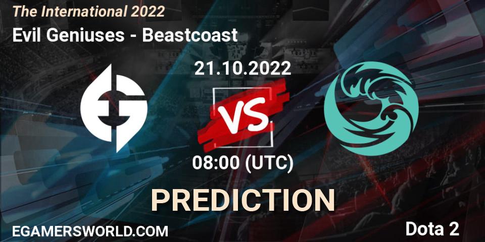 Pronóstico Evil Geniuses - Beastcoast. 21.10.2022 at 06:45, Dota 2, The International 2022