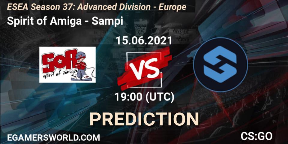 Pronóstico Spirit of Amiga - Sampi. 15.06.2021 at 19:00, Counter-Strike (CS2), ESEA Season 37: Advanced Division - Europe
