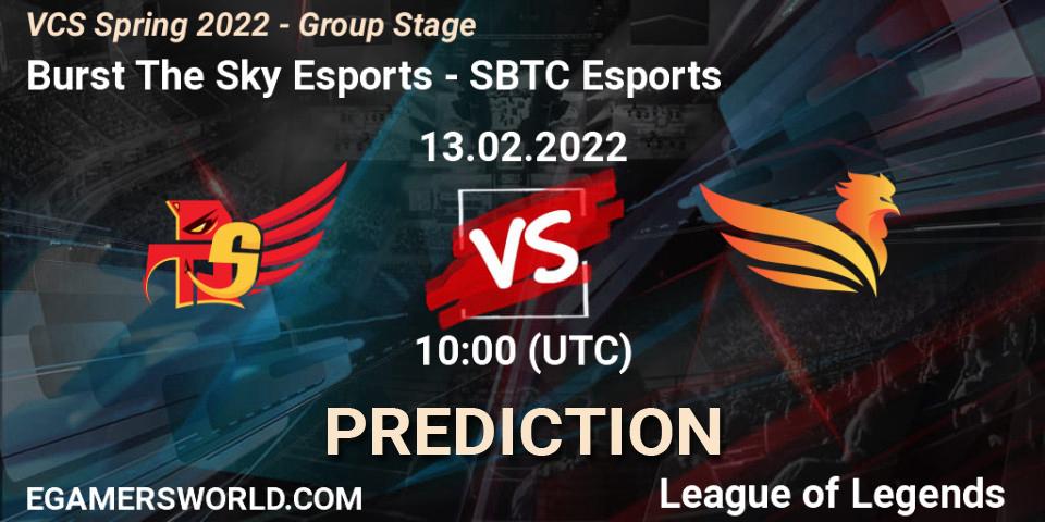 Pronóstico Burst The Sky Esports - SBTC Esports. 13.02.2022 at 10:00, LoL, VCS Spring 2022 - Group Stage 