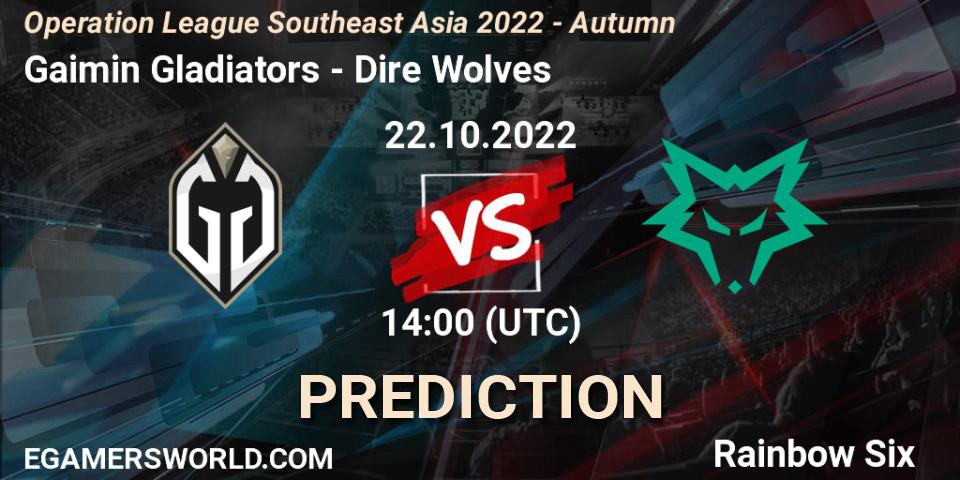 Pronóstico Gaimin Gladiators - Dire Wolves. 23.10.2022 at 14:00, Rainbow Six, Operation League Southeast Asia 2022 - Autumn