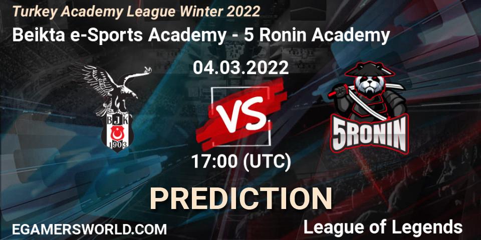 Pronóstico Beşiktaş e-Sports Academy - 5 Ronin Academy. 04.03.2022 at 17:00, LoL, Turkey Academy League Winter 2022