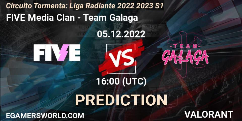 Pronóstico FIVE Media Clan - Team Galaga. 05.12.2022 at 16:00, VALORANT, Circuito Tormenta: Liga Radiante 2022 2023 S1