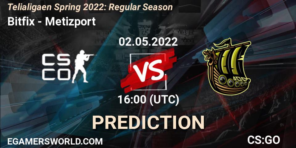 Pronóstico Bitfix - Metizport. 02.05.2022 at 16:00, Counter-Strike (CS2), Telialigaen Spring 2022: Regular Season