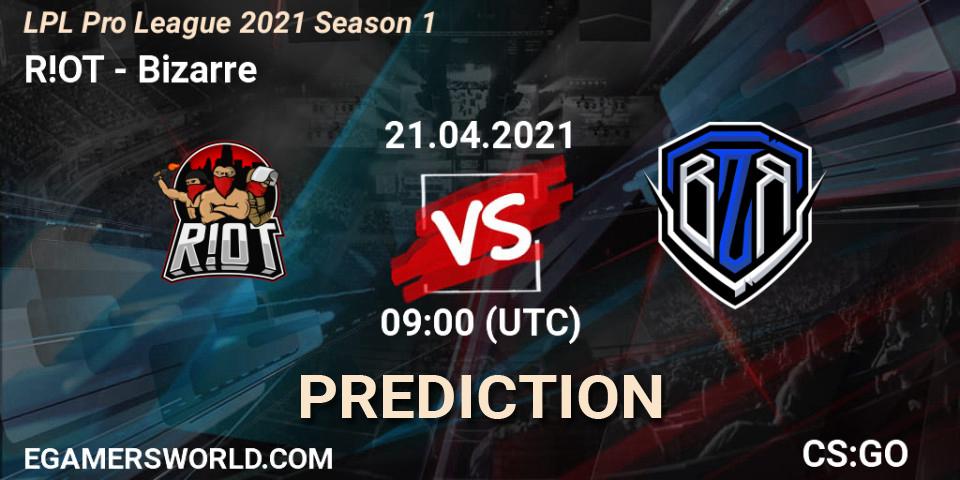 Pronóstico R!OT - Bizarre. 21.04.2021 at 09:00, Counter-Strike (CS2), LPL Pro League 2021 Season 1