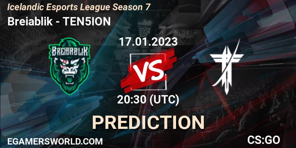 Pronóstico Breiðablik - TEN5ION. 17.01.2023 at 20:30, Counter-Strike (CS2), Icelandic Esports League Season 7