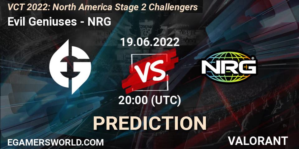 Pronóstico Evil Geniuses - NRG. 19.06.2022 at 20:20, VALORANT, VCT 2022: North America Stage 2 Challengers